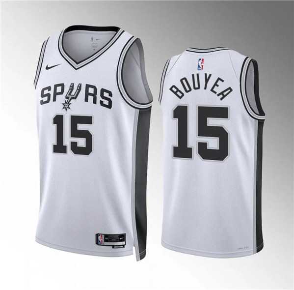 Mens San Antonio Spurs #15 Jamaree Bouyea White Association Edition Stitched Basketball Jersey Dzhi->->NBA Jersey